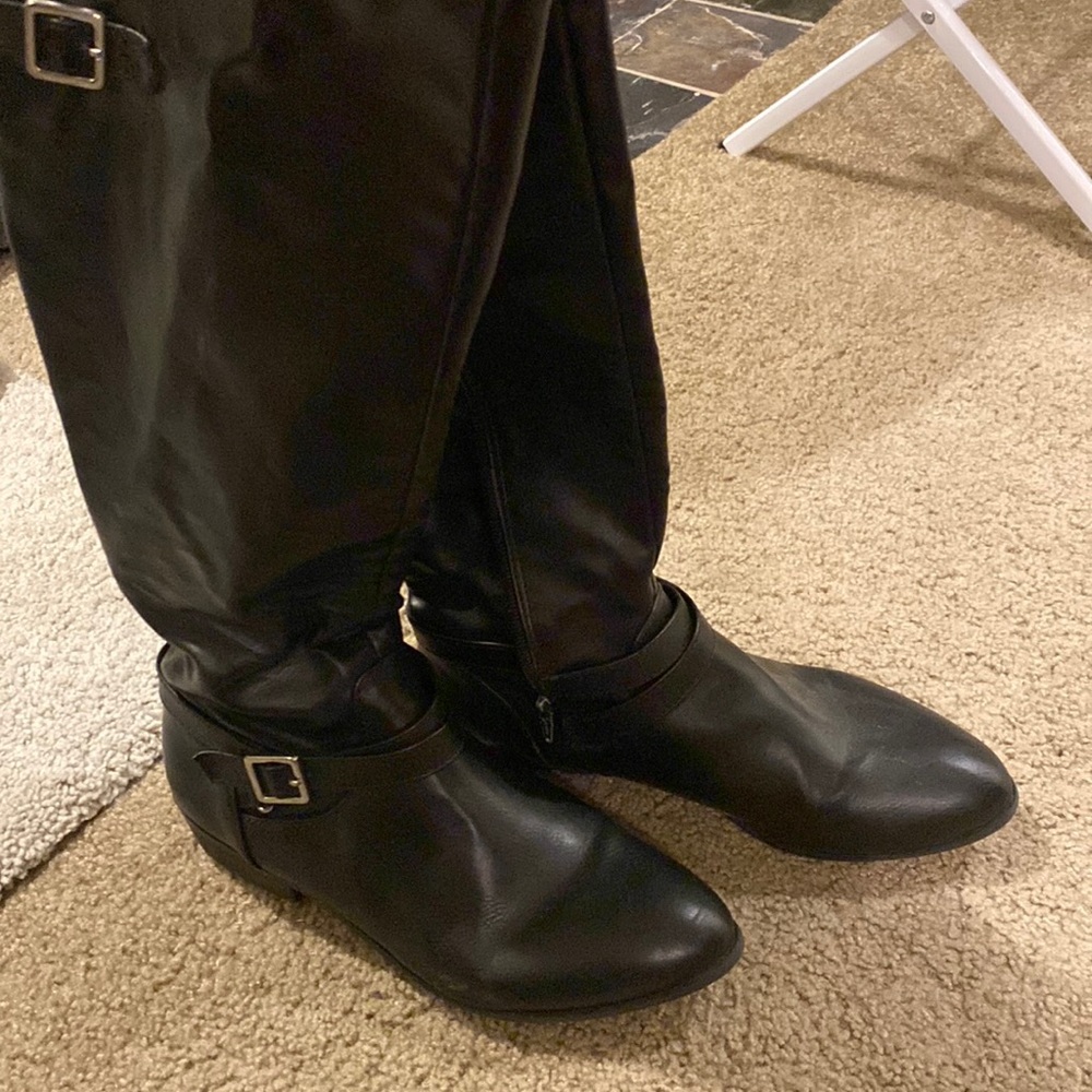 Material Girl Faux Leather Blacks Boots